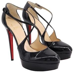 Christian Louboutin Borghese 140 Kid Black Patent Heels Size 37.5
